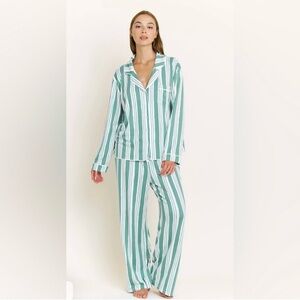 Honeydew Quiet Night Green Striped Women's Pajama Set